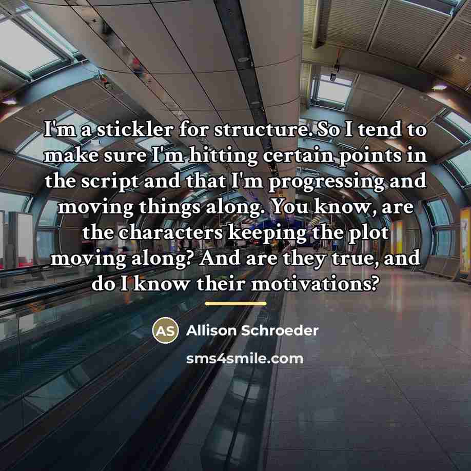 “I'm a stickler for structure. So I tend to make…” quote by Allison Schroeder