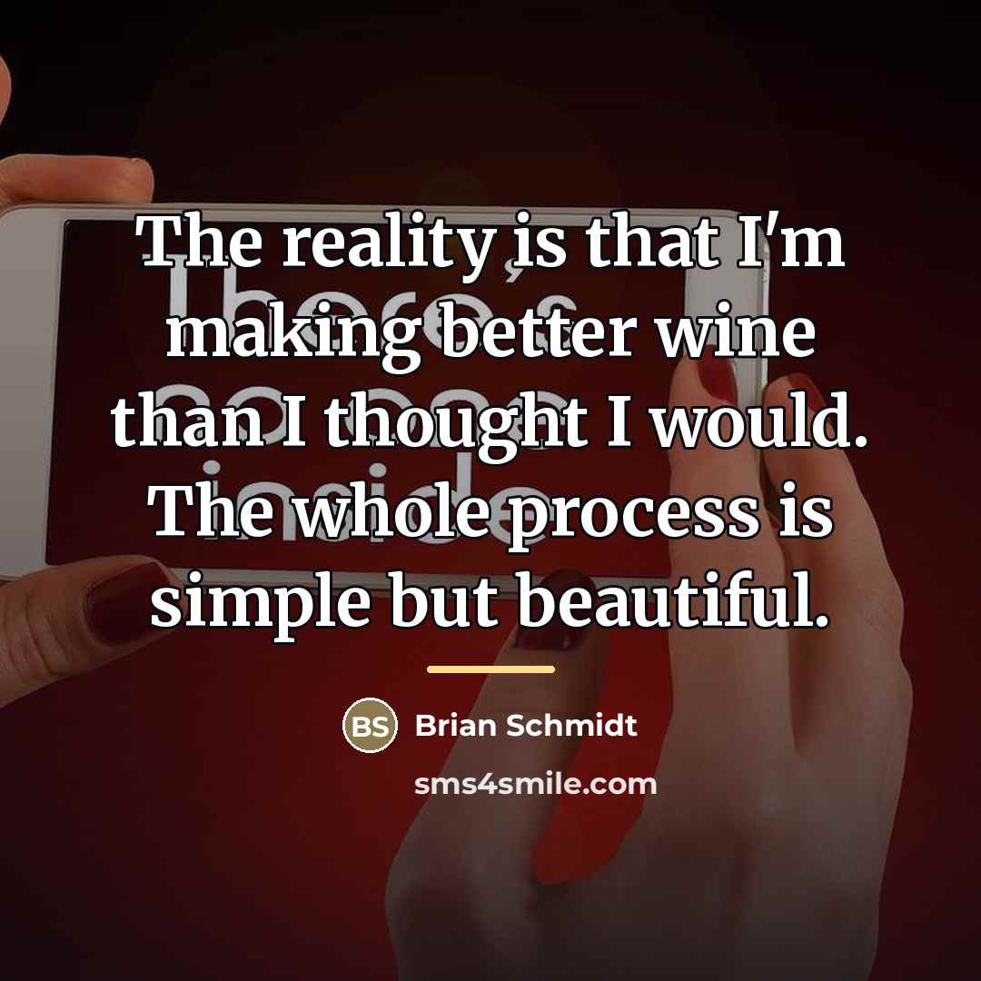 “The reality is that I'm making better wine than I…” quote by Brian Schmidt