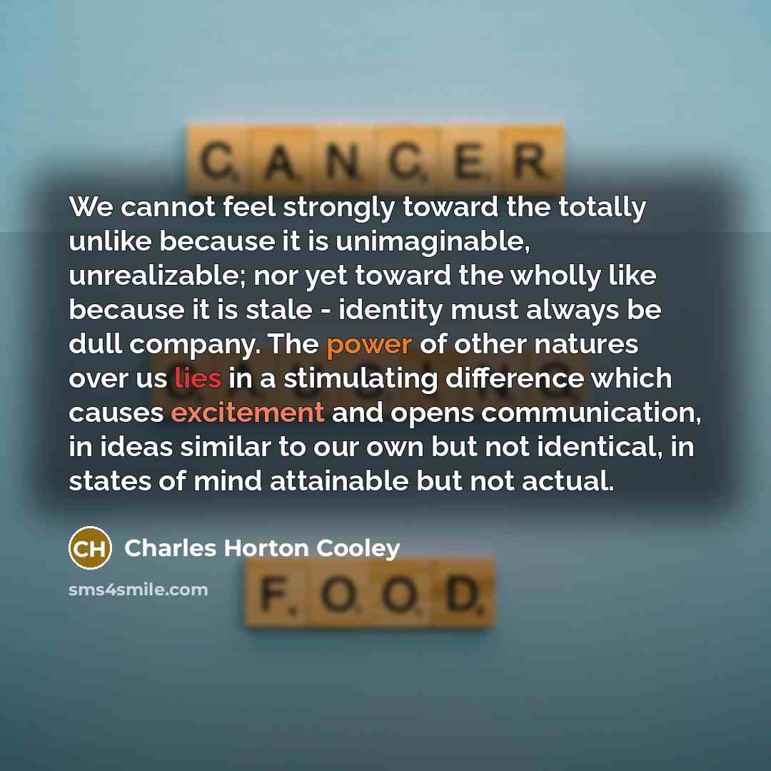 “We cannot feel strongly toward the totally unlike because it…” quote by Charles Horton Cooley