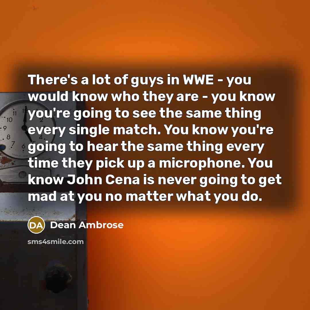“There's a lot of guys in WWE - you would…” quote by Dean Ambrose