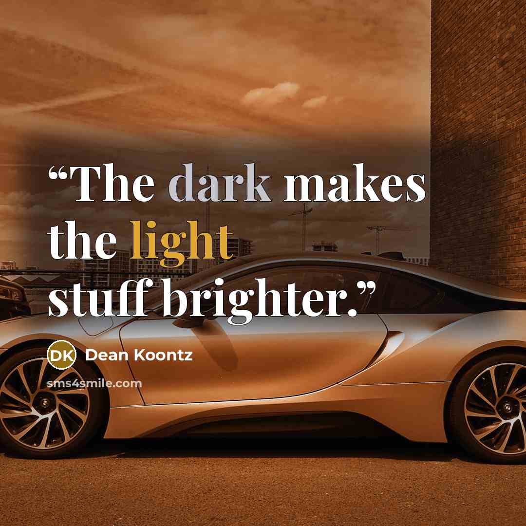 “The dark makes the light stuff brighter.” quote by Dean Koontz