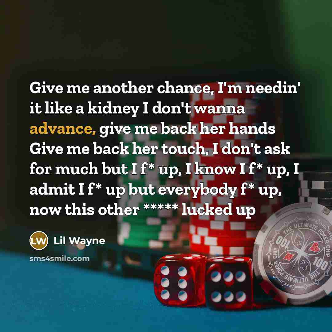 “Give me another chance, I'm needin' it like a kidney…” quote by Lil Wayne