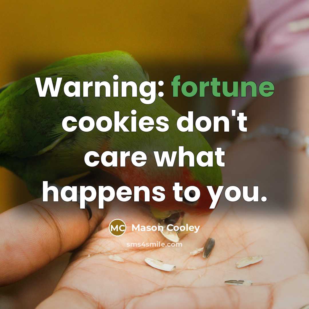“Warning: fortune cookies don't care what happens to you.…” quote by Mason Cooley