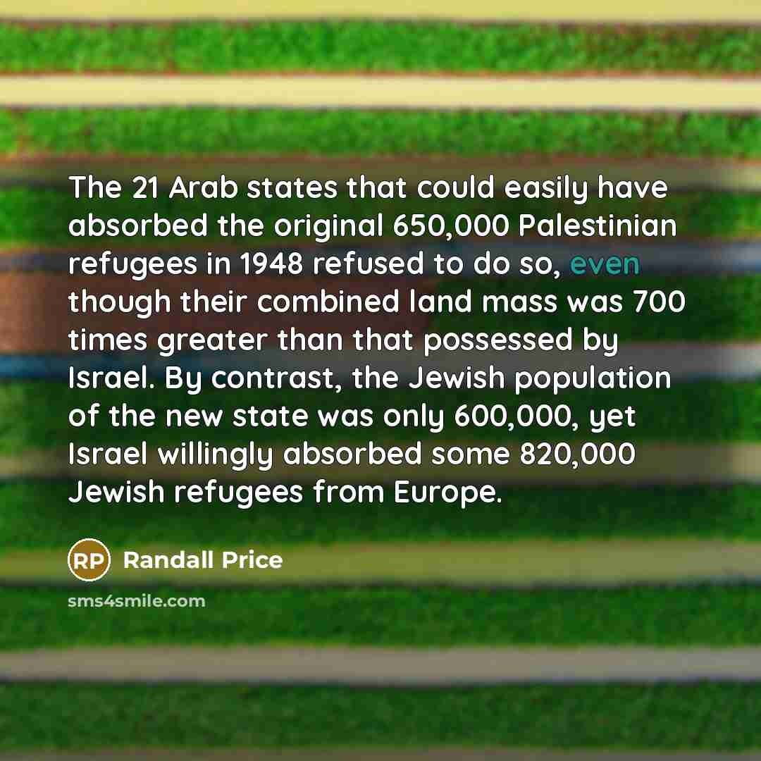 “The 21 Arab states that could easily have absorbed the…” quote by Randall Price