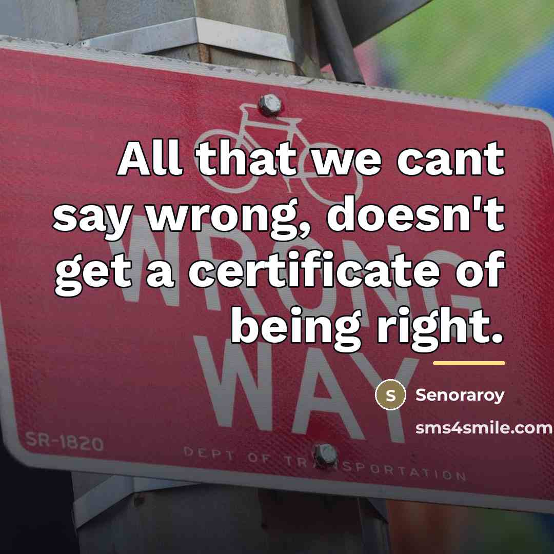 “All that we cant say wrong, doesn't get a certificate…” quote by Senoraroy