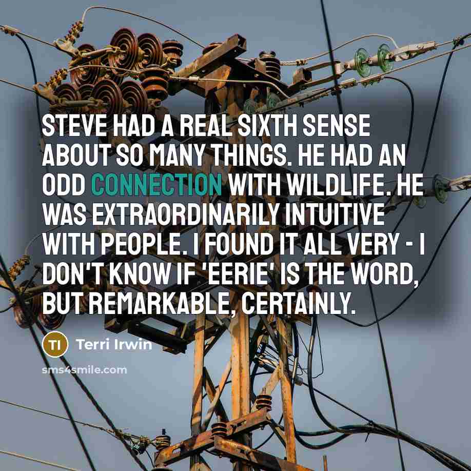 “Steve had a real sixth sense about so many things.…” quote by Terri Irwin