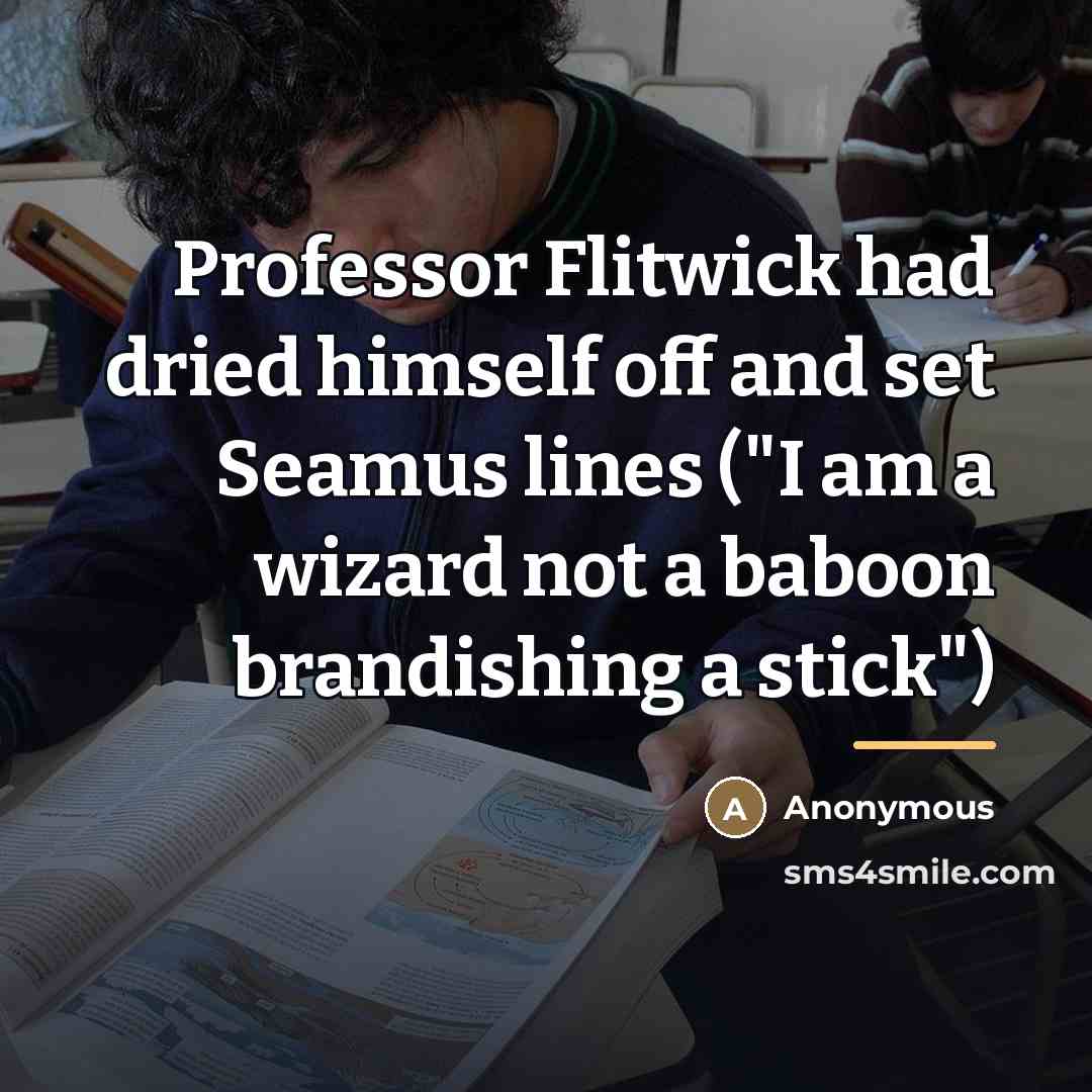 “Professor Flitwick had dried himself off and set Seamus lines…” quote by Anonymous