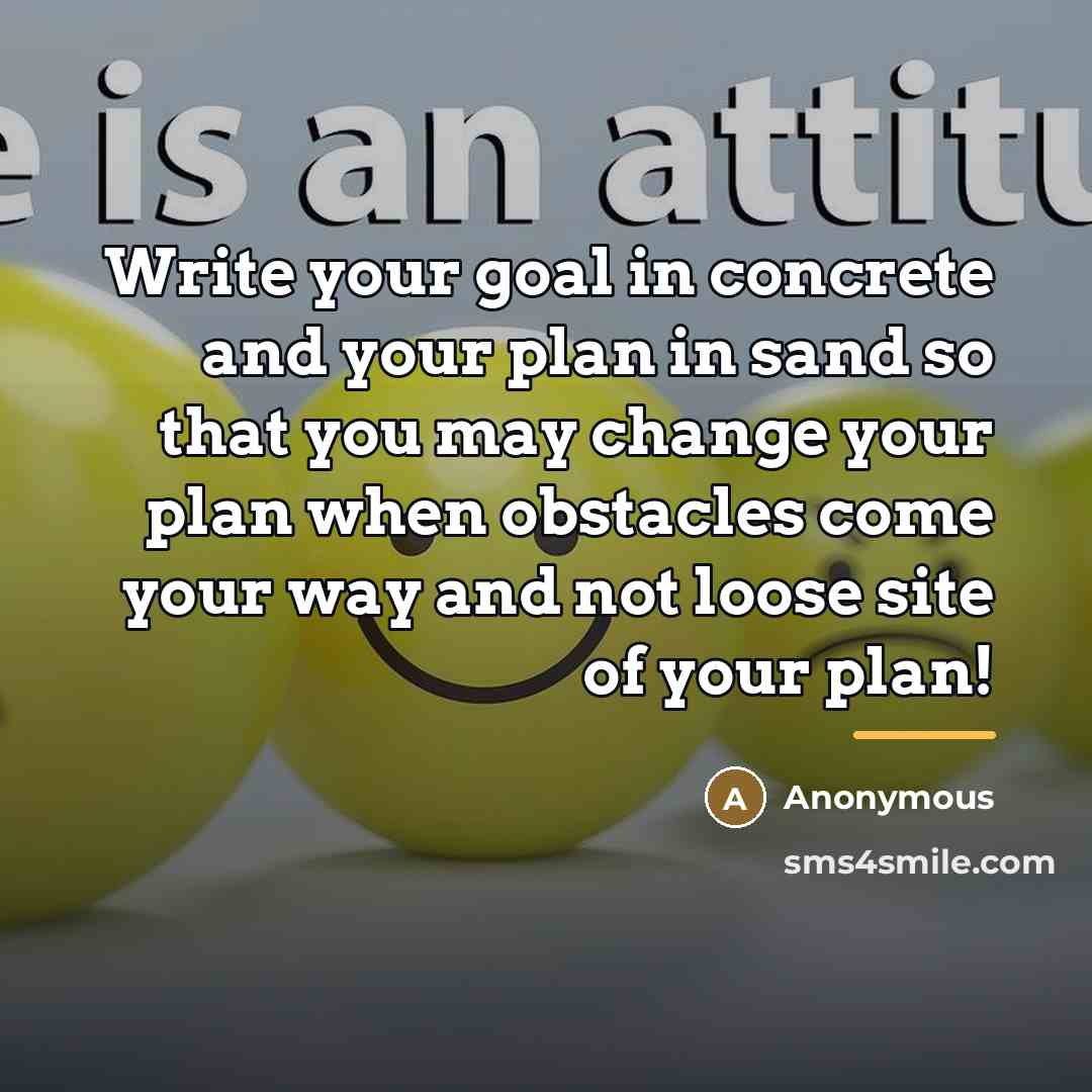 “Write your goal in concrete and your plan in sand…” quote by Anonymous