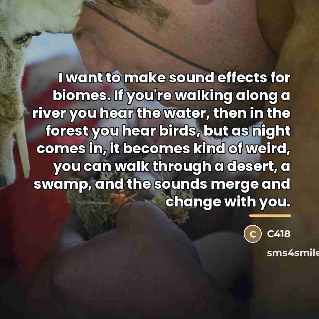 “I want to make sound effects for biomes. If you're…” quote by C418