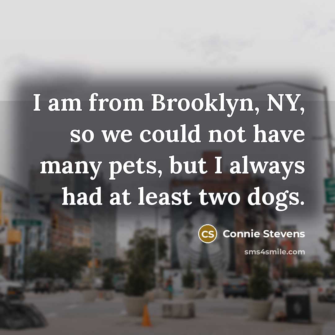 “I am from Brooklyn, NY, so we could not have…” quote by Connie Stevens