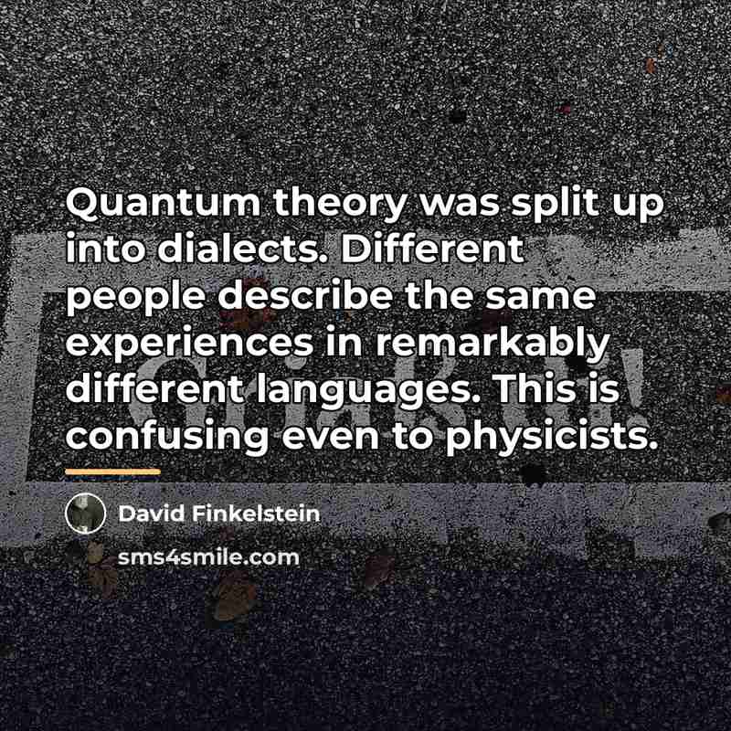 “Quantum theory was split up into dialects. Different people describe…” quote by David Finkelstein