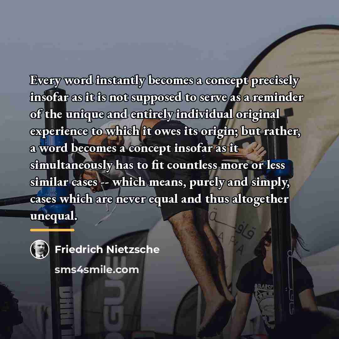 “Every word instantly becomes a concept precisely insofar as it…” quote by Friedrich Nietzsche