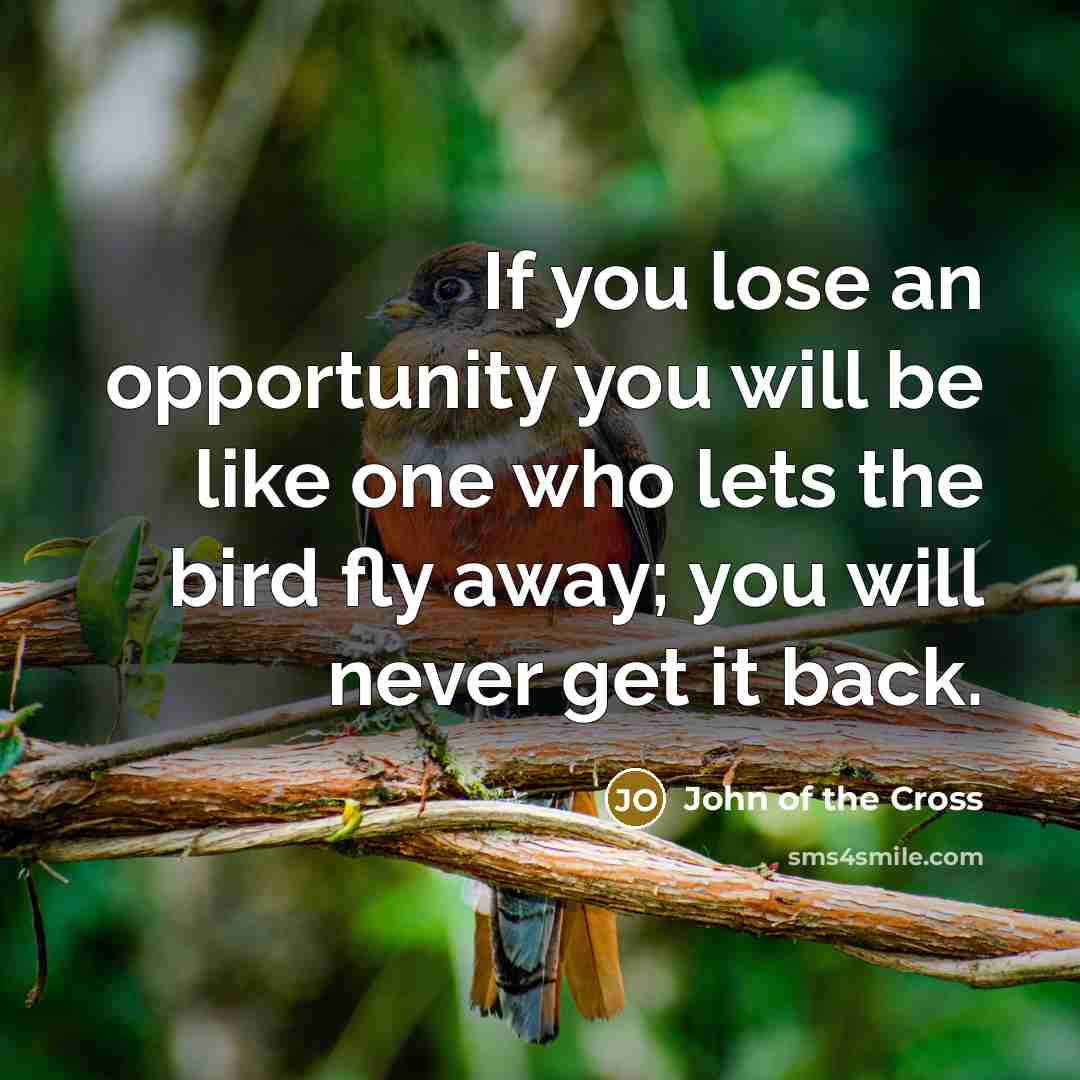 “If you lose an opportunity you will be like one…” quote by John of the Cross