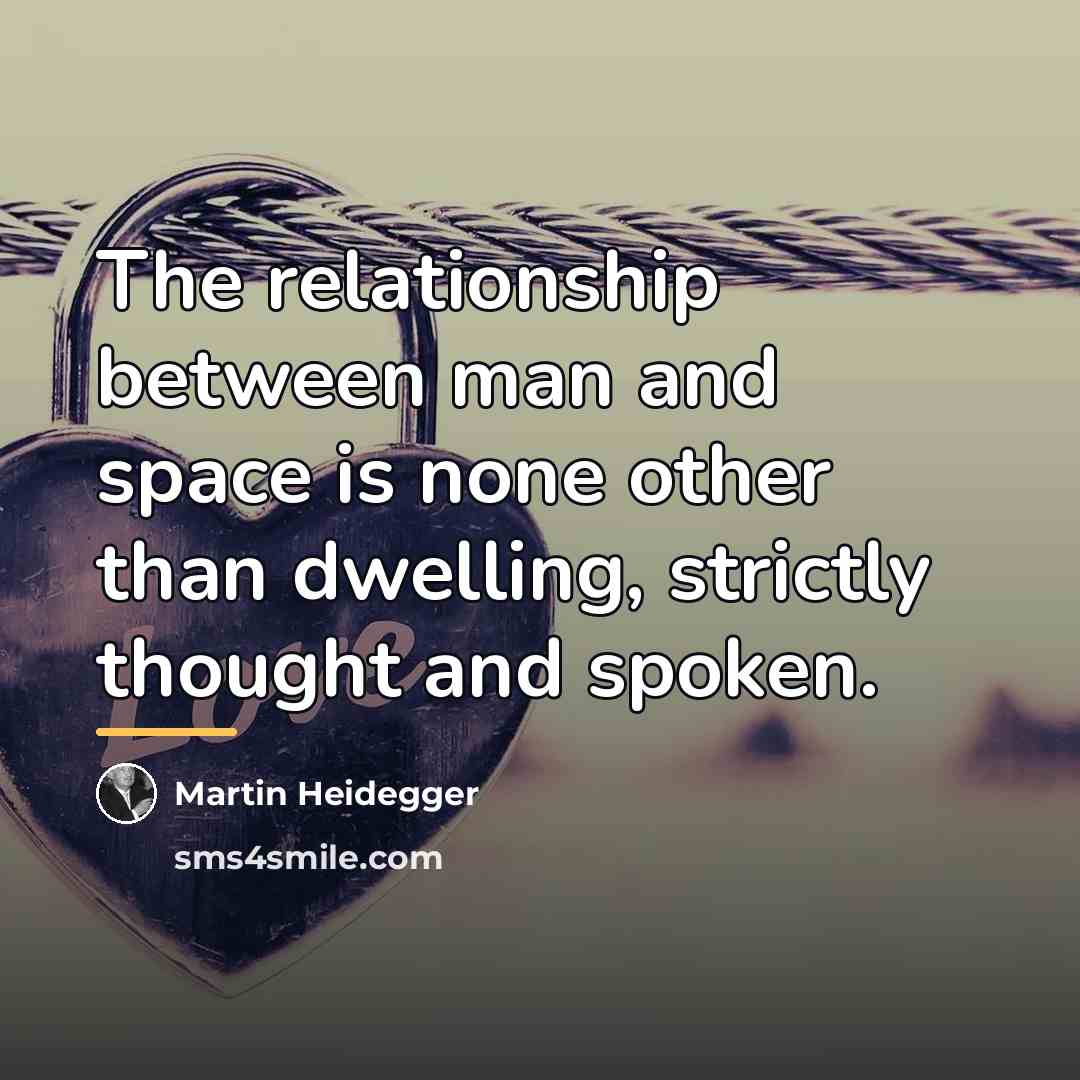 “The relationship between man and space is none other than…” quote by Martin Heidegger