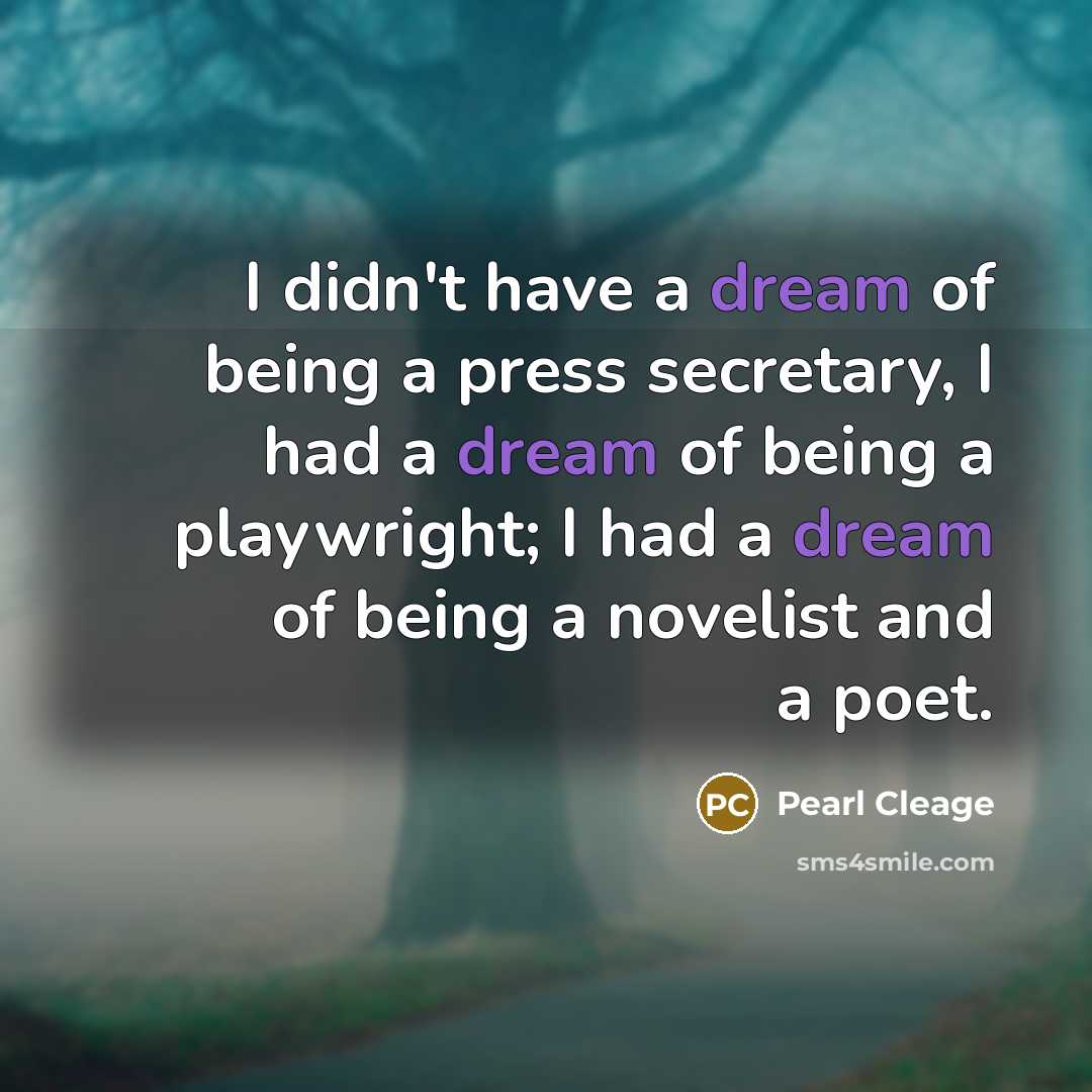“I didn't have a dream of being a press secretary,…” quote by Pearl Cleage