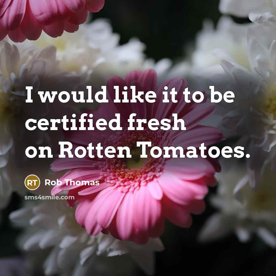 “I would like it to be certified fresh on Rotten Tomatoes.” quote by Rob Thomas