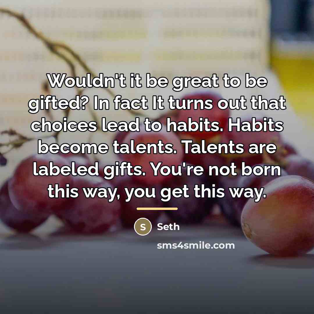 “Wouldn't it be great to be gifted? In fact It…” quote by Seth