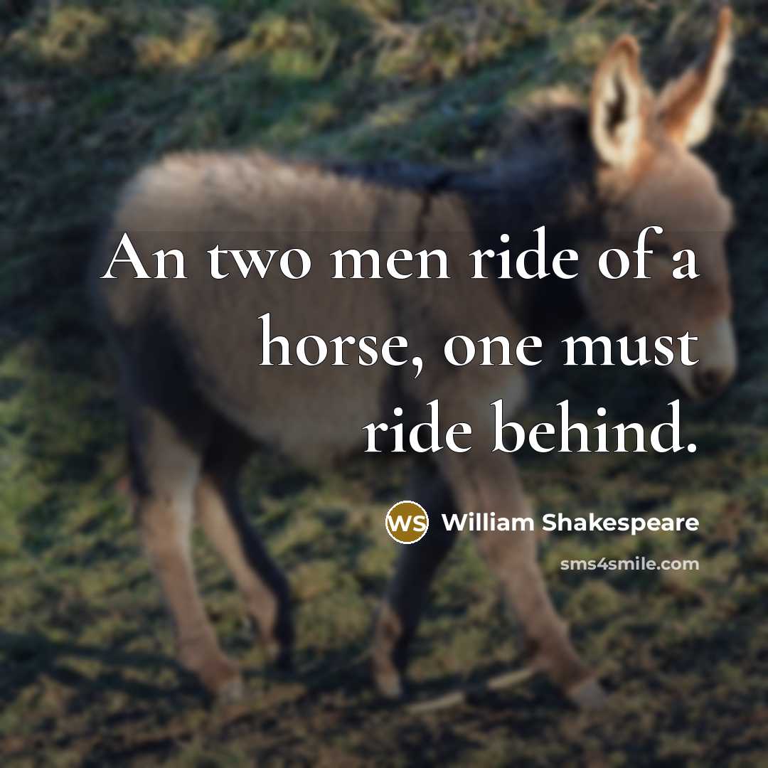 “An two men ride of a horse, one must ride…” quote by William Shakespeare