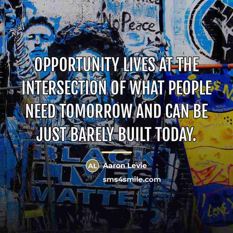 “Opportunity lives at the intersection of what people need tomorrow…” quote by Aaron Levie