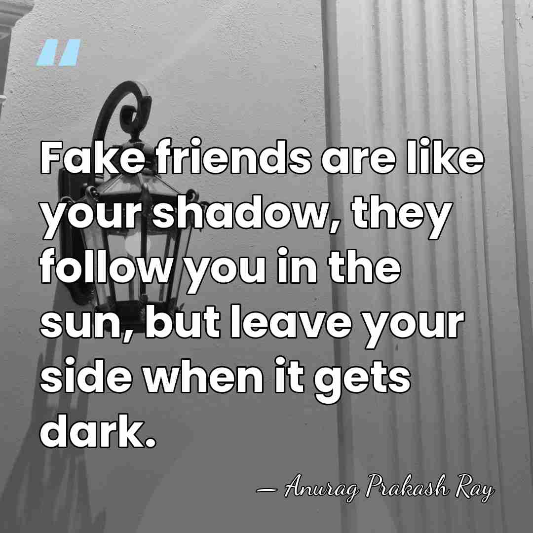 Fake friends are like your shadow, they follow you in the sun,&hellip; - Anurag Prakash Ray