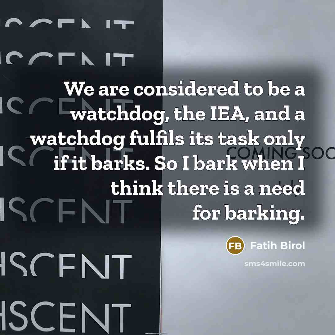 “We are considered to be a watchdog, the IEA, and…” quote by Fatih Birol