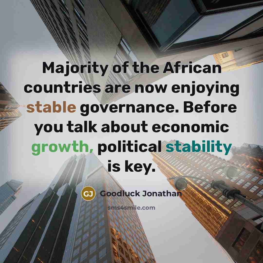 “Majority of the African countries are now enjoying stable governance.…” quote by Goodluck Jonathan