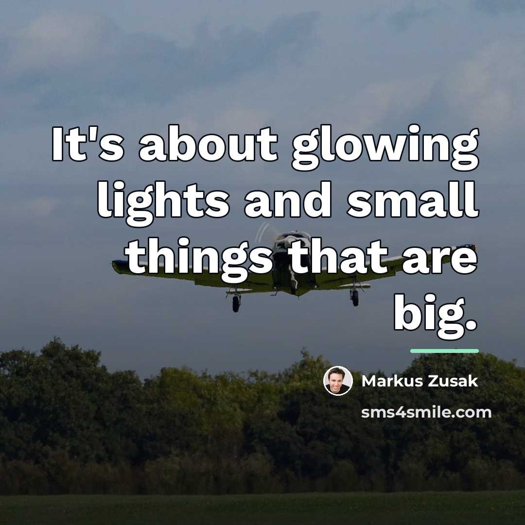 “It's about glowing lights and small things that are big.…” quote by Markus Zusak