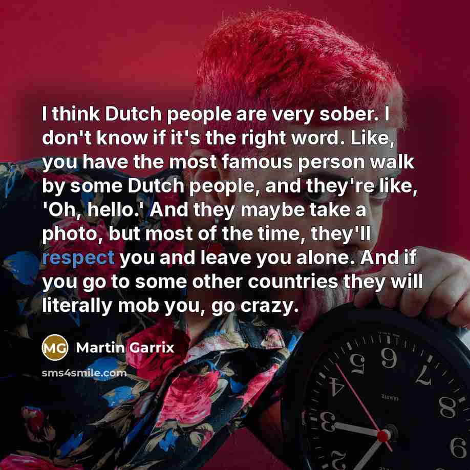 “I think Dutch people are very sober. I don't know…” quote by Martin Garrix