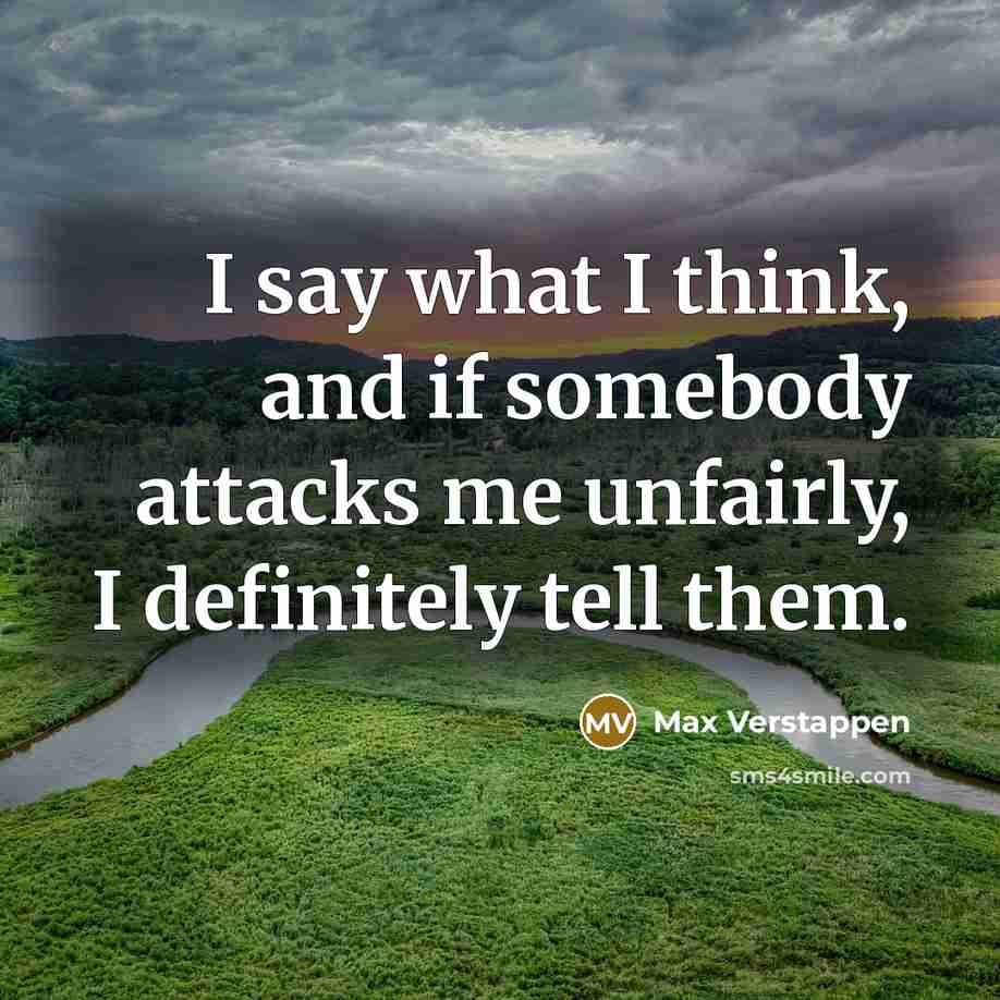 “I say what I think, and if somebody attacks me…” quote by Max Verstappen