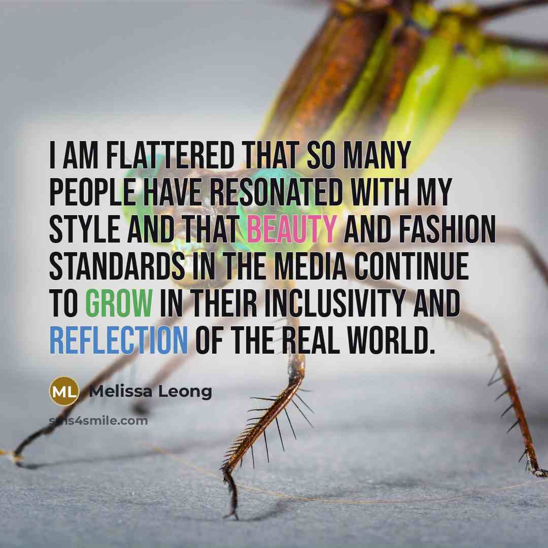 “I am flattered that so many people have resonated with…” quote by Melissa Leong