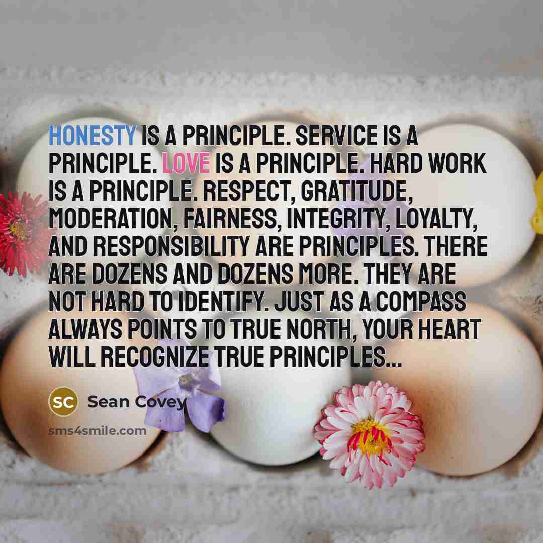“Honesty is a principle. Service is a principle. Love is…” quote by Sean Covey