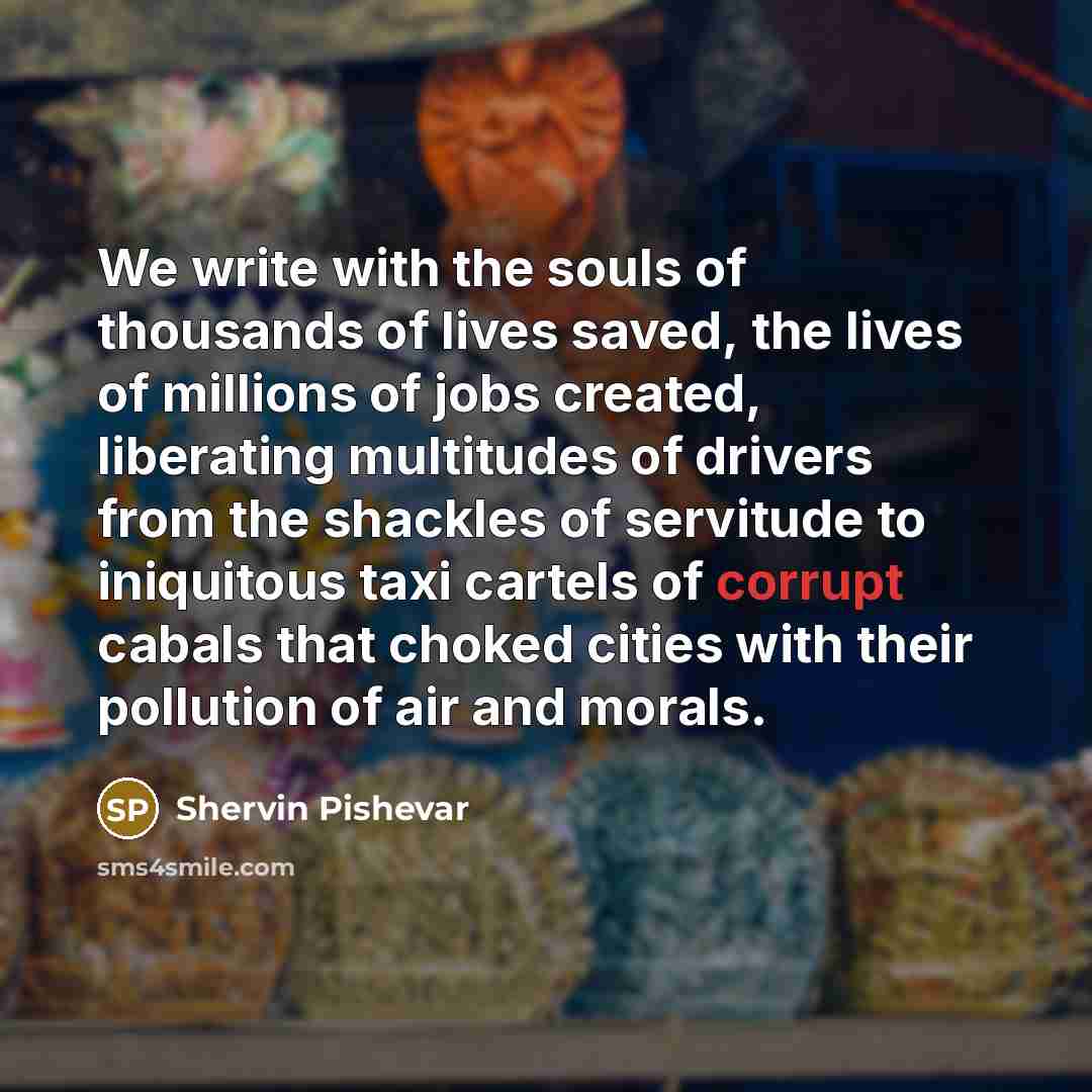 “We write with the souls of thousands of lives saved,…” quote by Shervin Pishevar