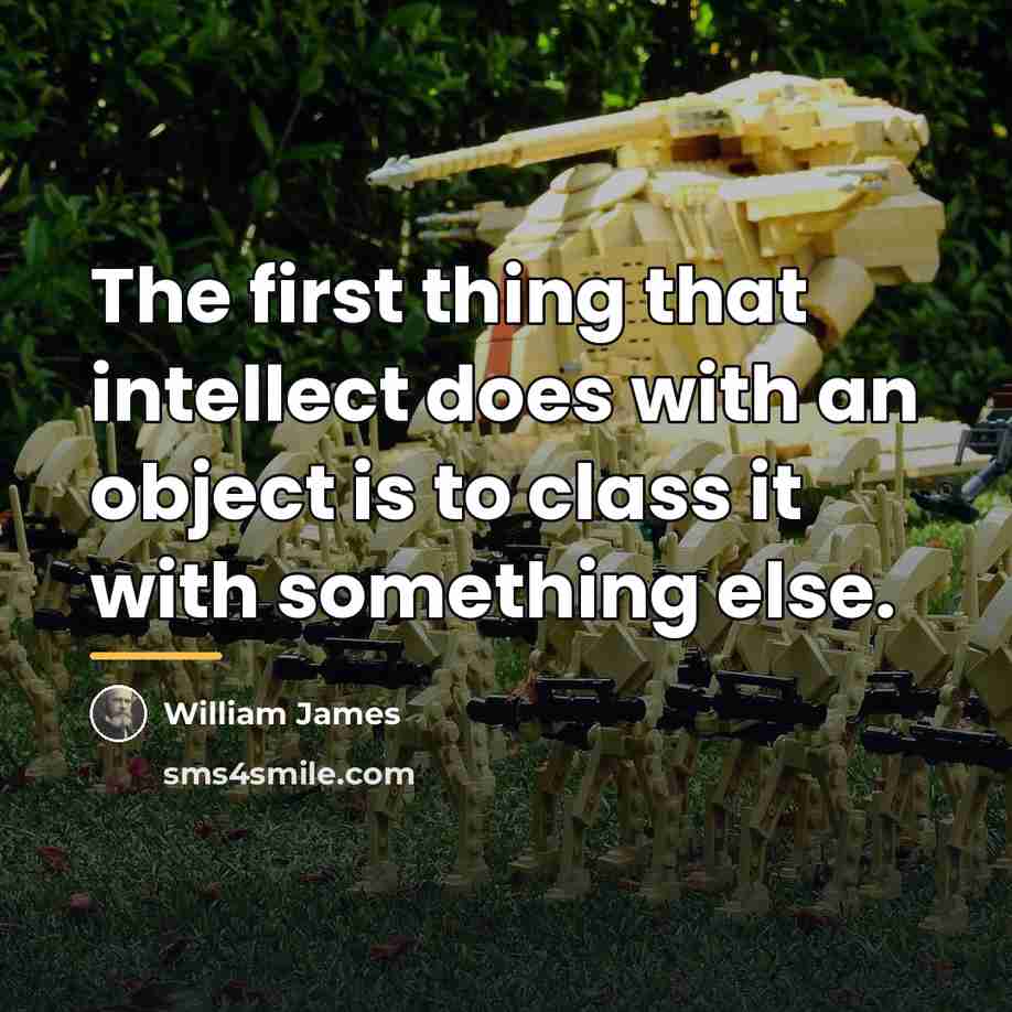 “The first thing that intellect does with an object is…” quote by William James