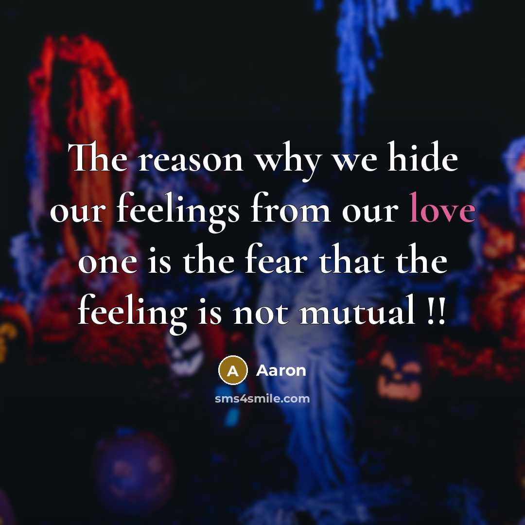 “The reason why we hide our feelings from our love…” quote by AaRon