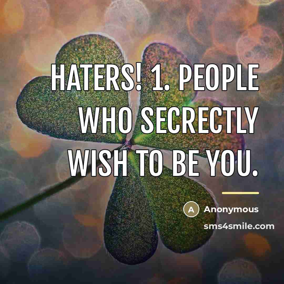 “Haters! 1. People who secrectly wish to be you.…” quote by Anonymous