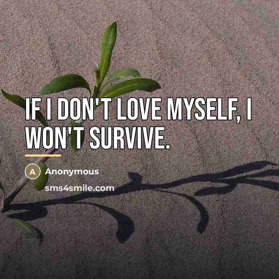 “If I don't love myself, I won't survive.…” quote by Anonymous