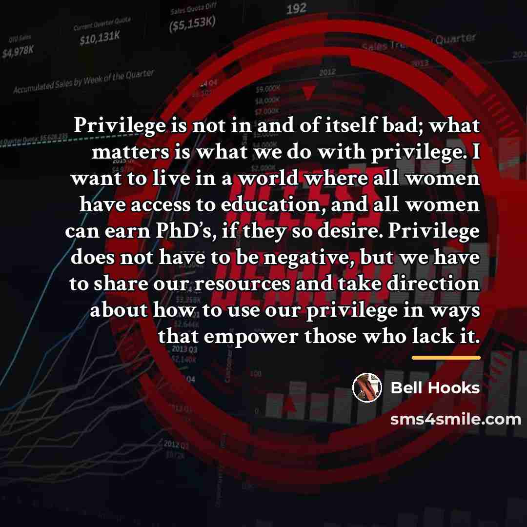 “Privilege is not in and of itself bad; what matters…” quote by Bell Hooks