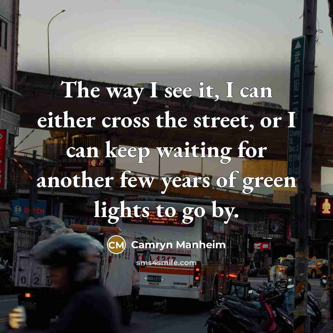 “The way I see it, I can either cross the…” quote by Camryn Manheim