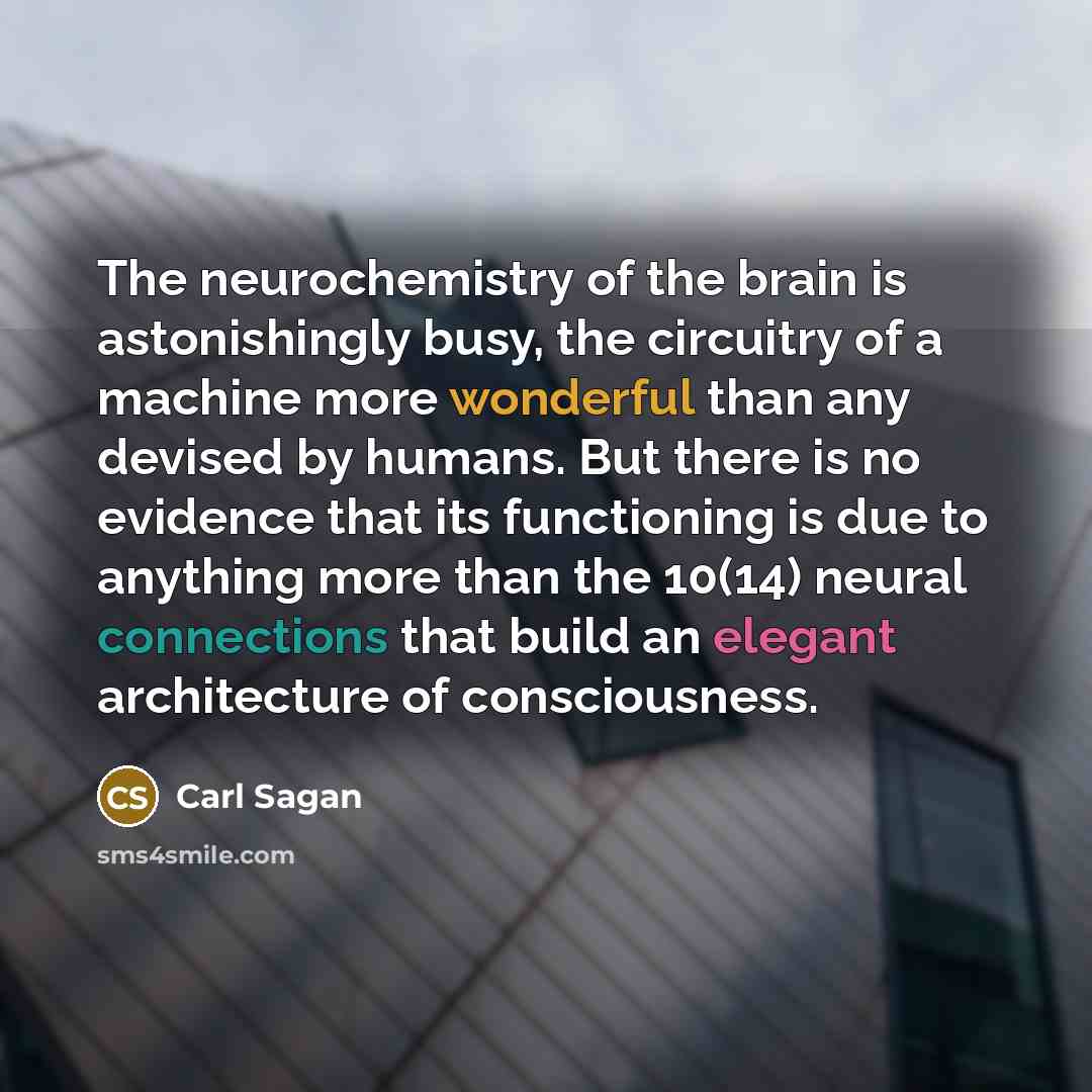 “The neurochemistry of the brain is astonishingly busy, the circuitry…” quote by Carl Sagan