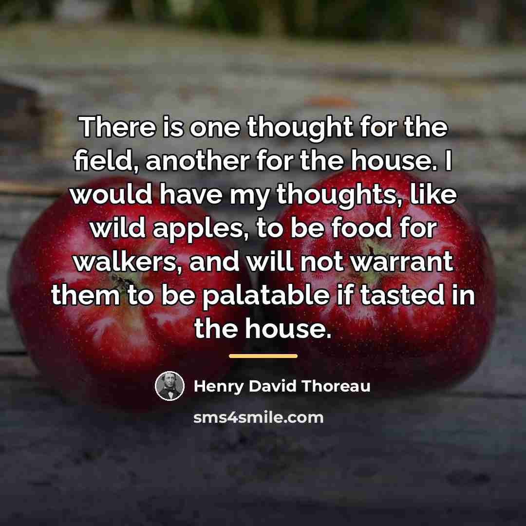 “There is one thought for the field, another for the…” quote by Henry David Thoreau