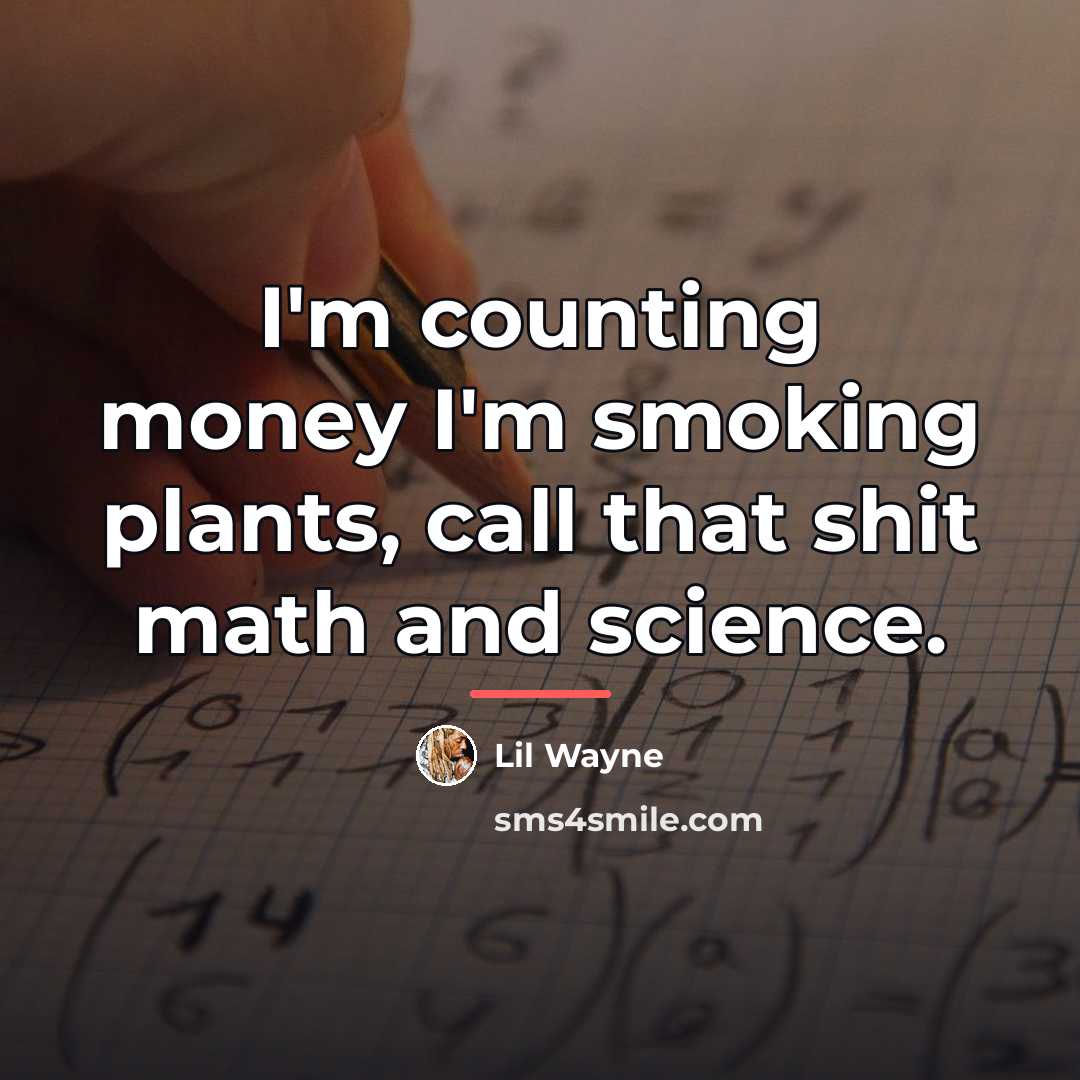 “I'm counting money I'm smoking plants, call that shit math…” quote by Lil Wayne