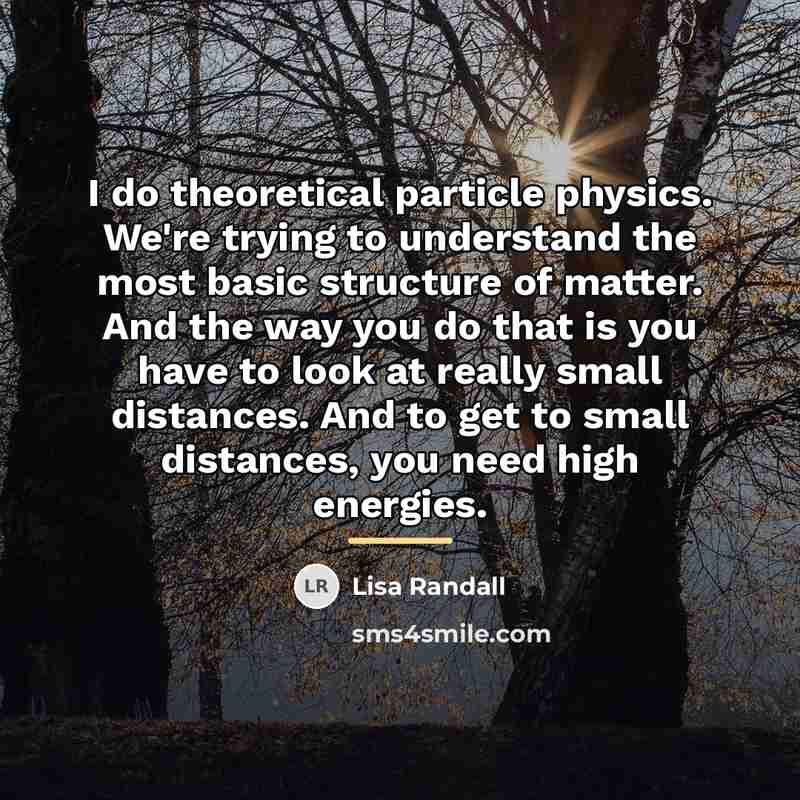 “I do theoretical particle physics. We're trying to understand the…” quote by Lisa Randall