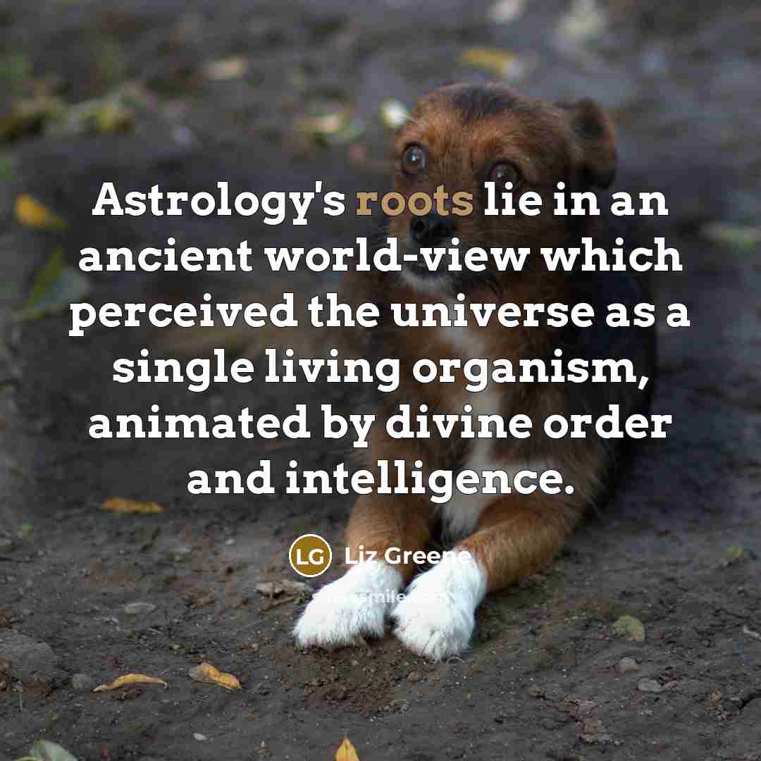 “Astrology's roots lie in an ancient world-view which perceived the…” quote by Liz Greene