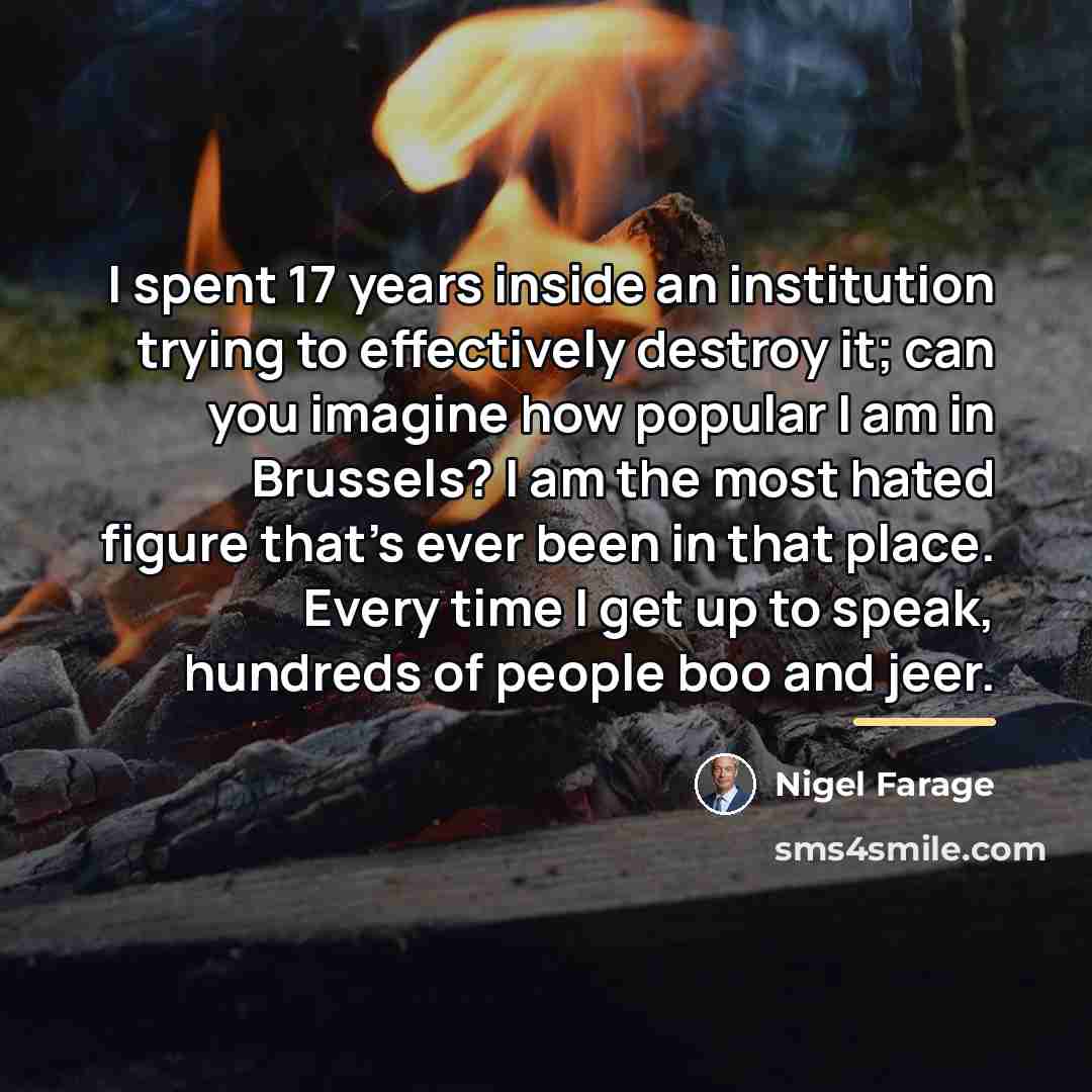 “I spent 17 years inside an institution trying to effectively…” quote by Nigel Farage