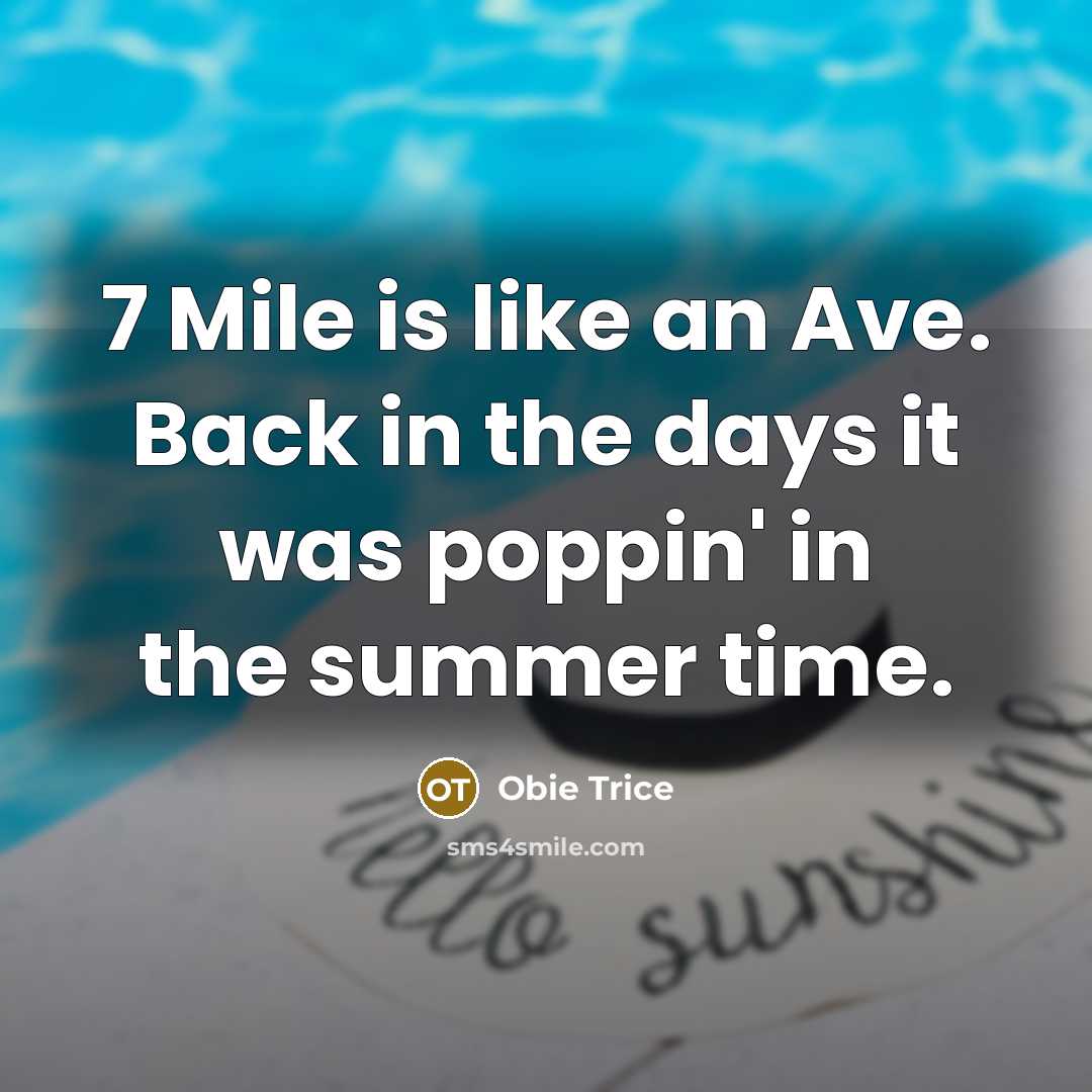 “7 Mile is like an Ave. Back in the days…” quote by Obie Trice