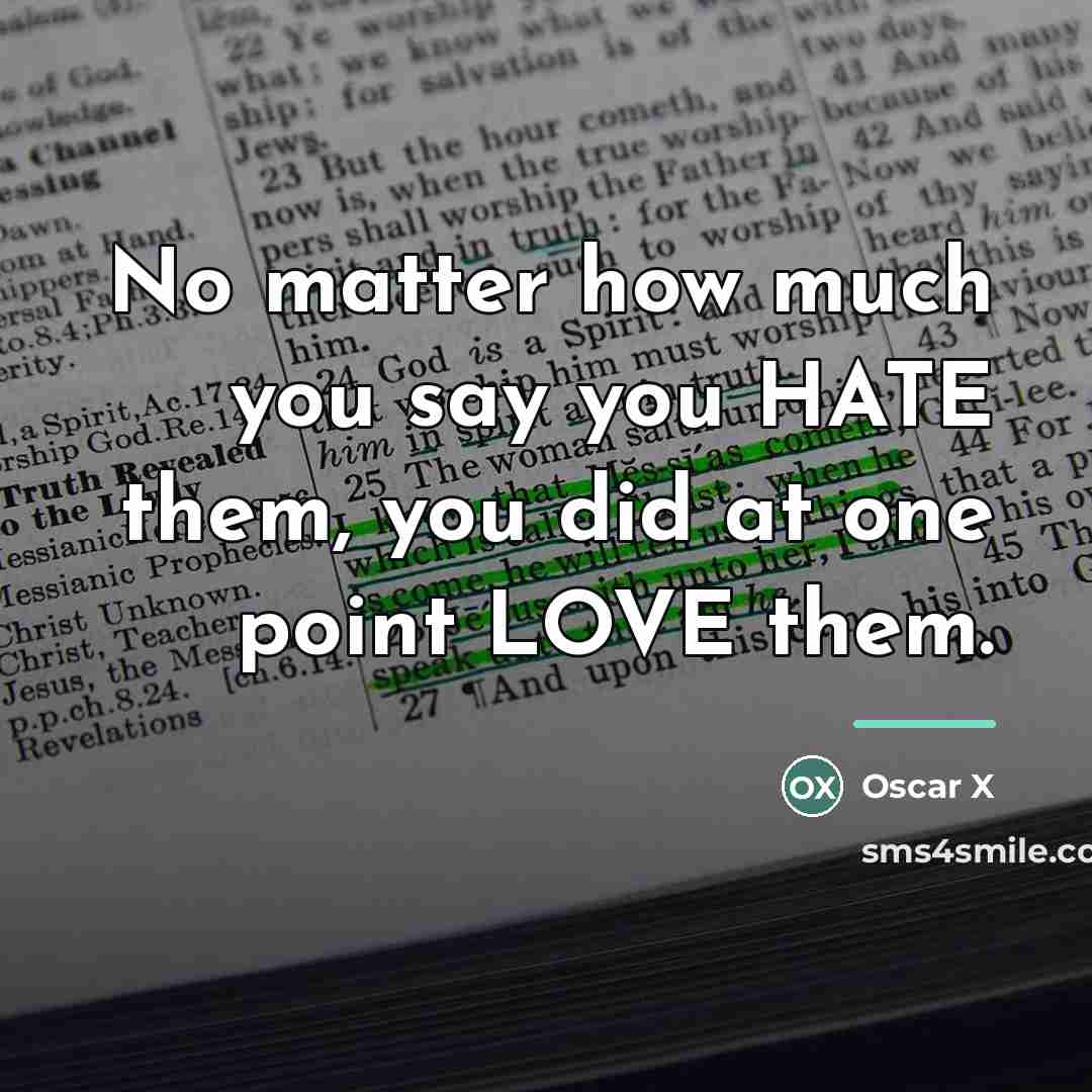 “No matter how much you say you HATE them, you…” quote by Anonymous