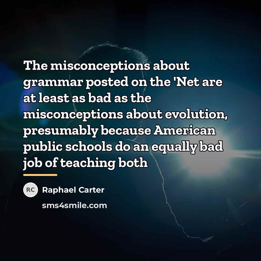 “The misconceptions about grammar posted on the 'Net are at…” quote by Raphael Carter