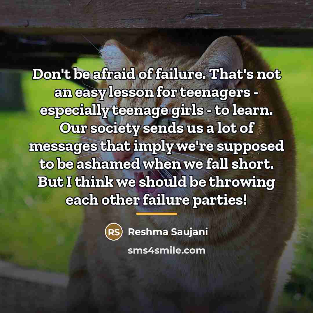 “Don't be afraid of failure. That's not an easy lesson…” quote by Reshma Saujani