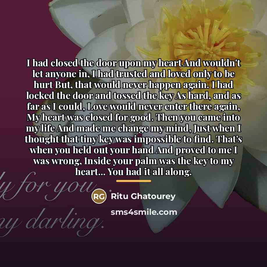 “I had closed the door upon my heart And wouldn't…” quote by Ritu Ghatourey