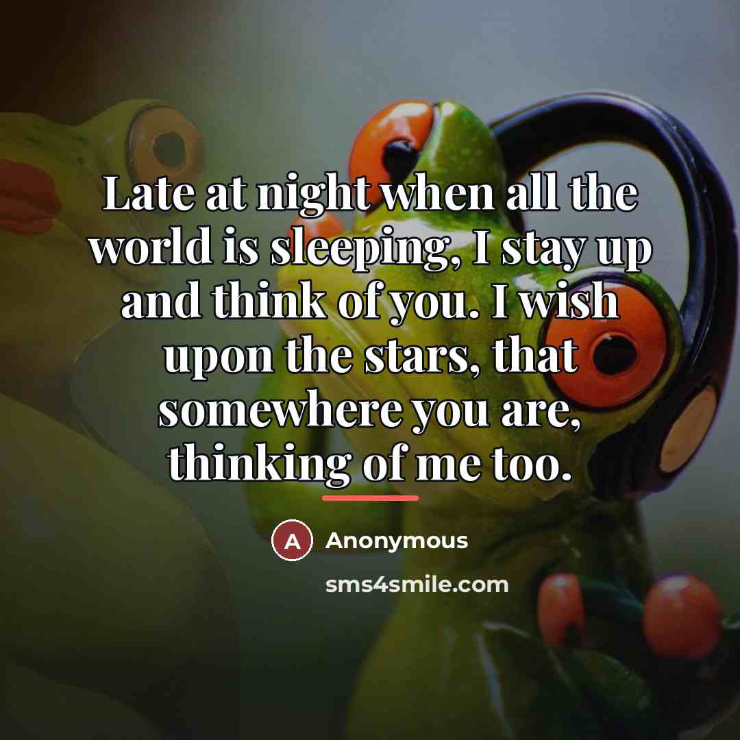 “Late at night when all the world is sleeping, I…” quote by Anonymous